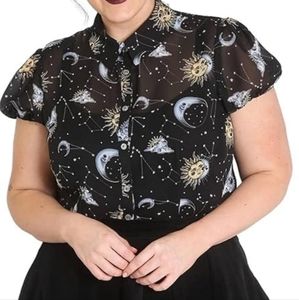 Hell Bunny Solaris Sheer Button Down Blouse